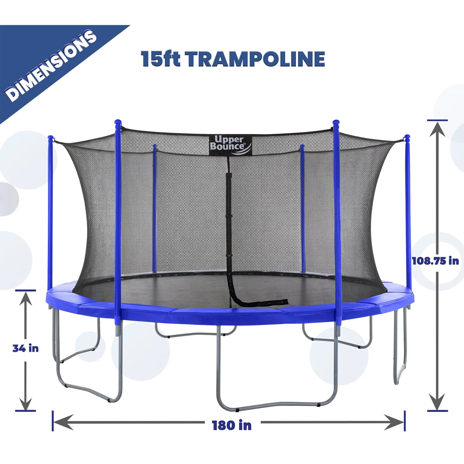Upper Bounce 15 Foot Round Outdoor Trampoline Set with Safety