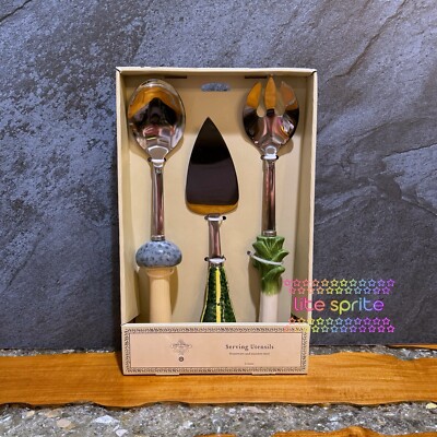 John Derian Target 2024 3pc Stoneware Salad Flatware Serving Set Thanksgiving
