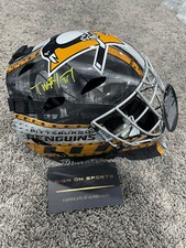   TRISTAN JARRY Pittsburgh Penguins SIGNED Autographed Goalie Mask W/ COA yellow