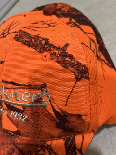 Bruckners since 1932 Hat Cap Adjustable Strap Orange Camo Hunting Trucker Semis - Picture 9 of 9