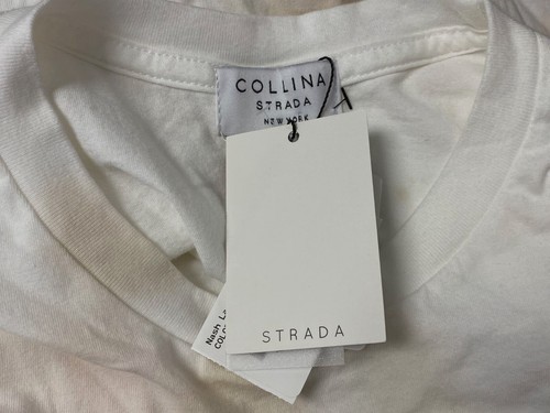 Collina Strada Women's White Tea Stain Cutout Ruched Nash Tank Top Size M - Picture 5 of 5