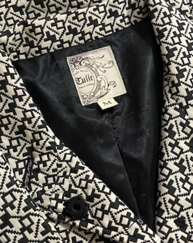 TULLE Women Cream Black Brocade Blazer Jacket Sz M Business Office Professional - 第 5/6 張圖片
