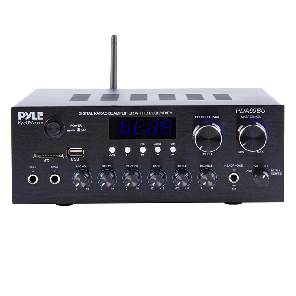Pyle PDA69BU Bluetooth MP3 USB/SD/AUX FM Radio Stereo Amplifier Audio Receiver - Image 2 of 4