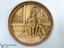 black forest carved wood wall plaque hunter hunting plaque cabin