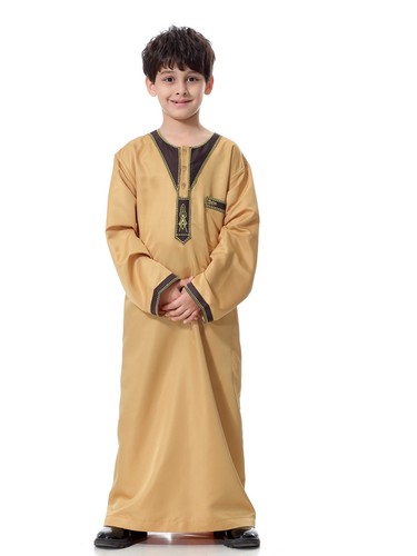 Kids Muslim Robe Boys Dress Teenage Arab Abaya Islamic Kaftan Jubah Clothing New - Picture 8 of 64