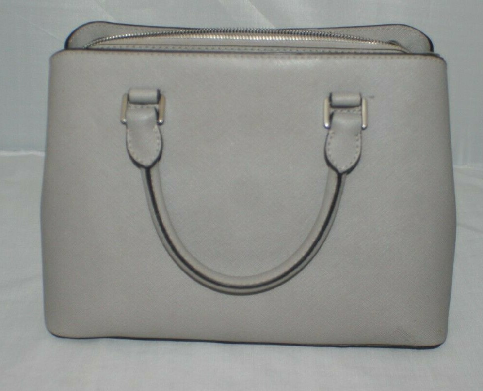 Michael Kors Leather Crossbody Tote Handbag Gray Silver Key