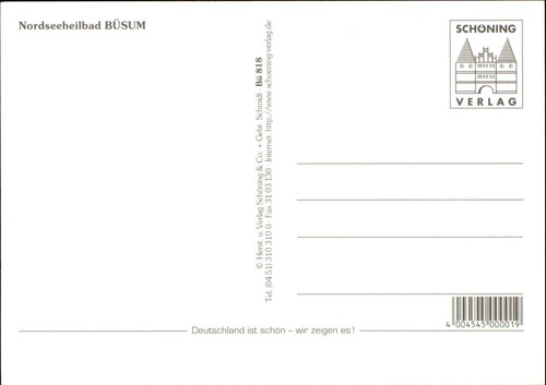 BÜSUM Nordseeheilbad Postcard Ansichtskarte Geschichte & Chronik-Karte Postkarte - Bild 2 von 2
