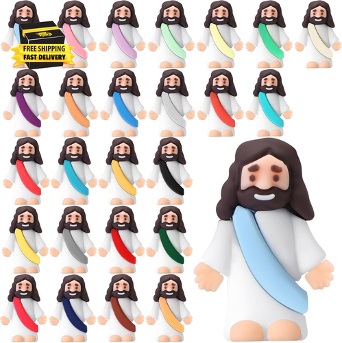 25 Pcs Little Jesus Figures Original Design Mini Rubber Jesus Toys to Hide and S