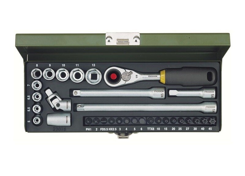 SERIE DI BUSSOLE ED INSERTI PER MECCANICA  Proxxon 32 pezzi art. 23078