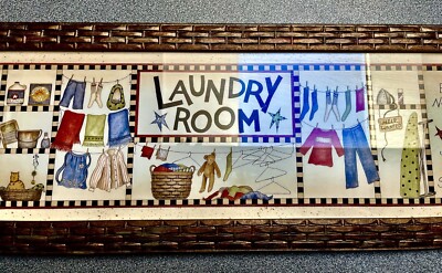 VTG Framed  Spic  n Span  Laundry Art Print By Linda Spivey 32 w X 10 l