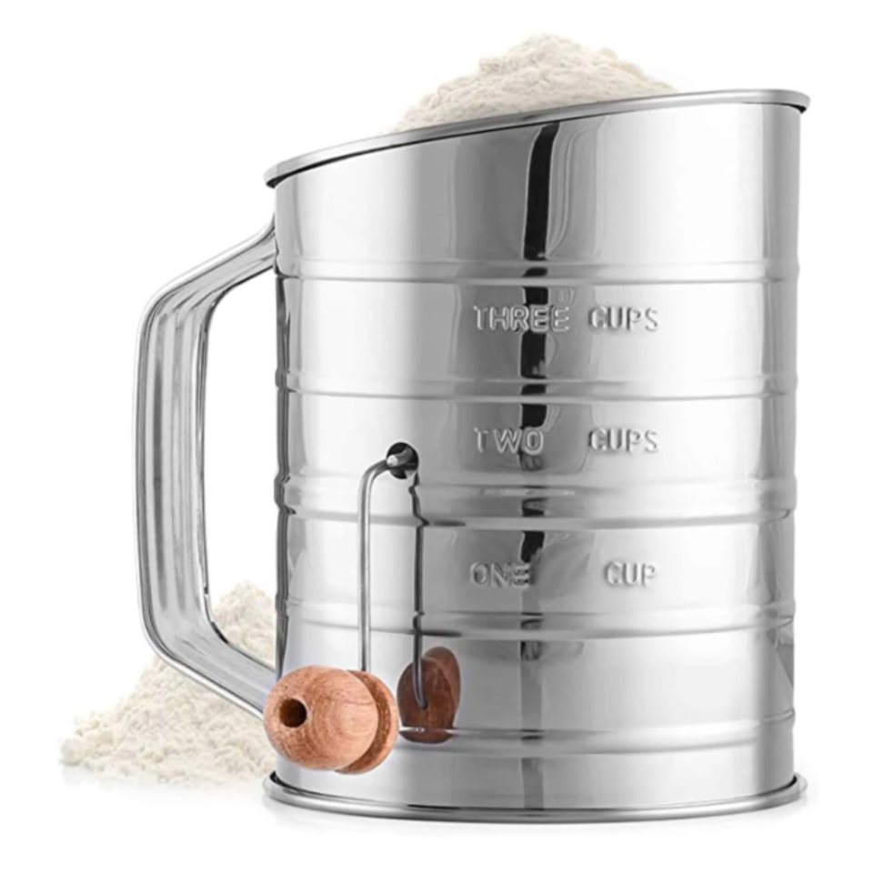1PC Stainless Steel Flour Sifter Fine Mesh Rotary Hand Crank Flour Sifter eBay