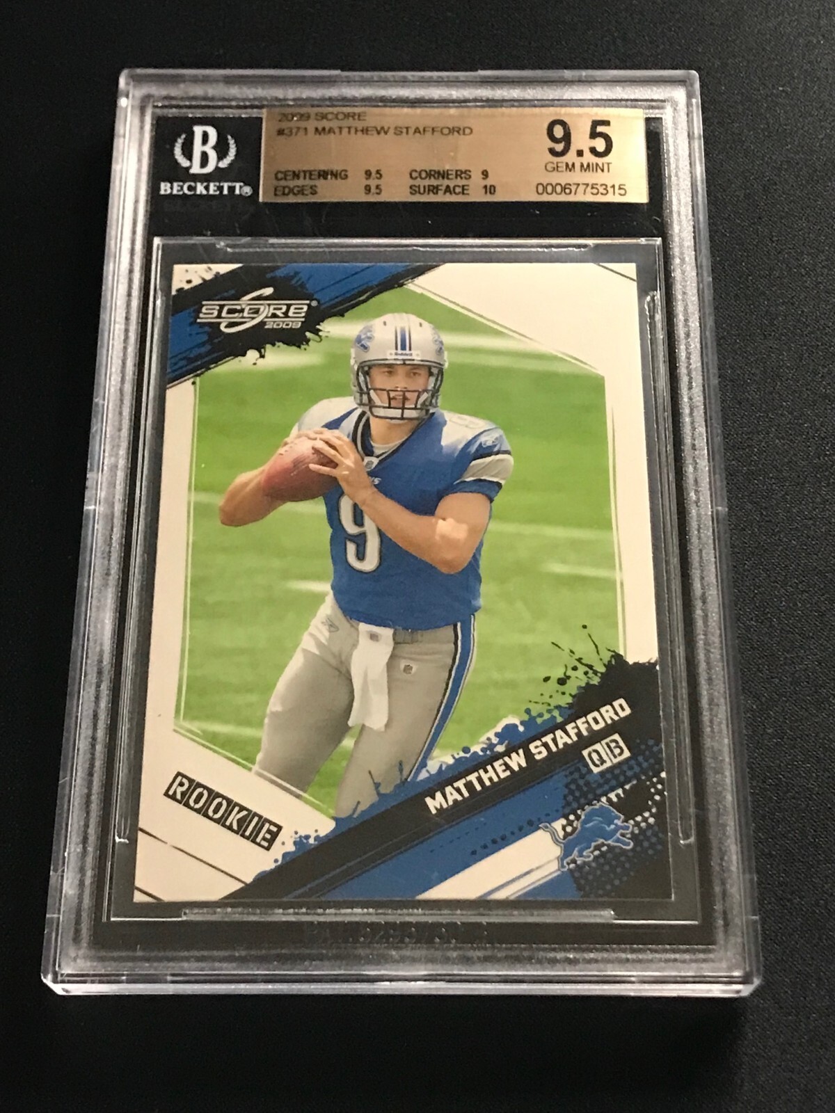 2009 Score #371 Matthew Stafford RC Rookie BGS 9.5 GEM MINT