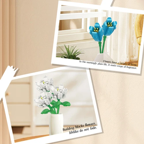 1064 Tlg. Blumen Bausteine Set Blumenstrauß Bauklötze Bauspielzeug für Erwachsen - Bild 6 von 12