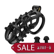 Male Chastity Cage Device Silicone Nails Men Resin Lock Belt 4 Rings Restrain