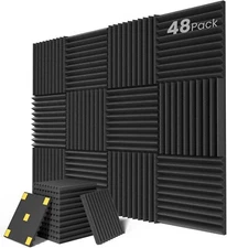 48 Pack Acoustic Panels, 1" X 12" X 12" Quick-Recovery Sound Proof Foam Panels,