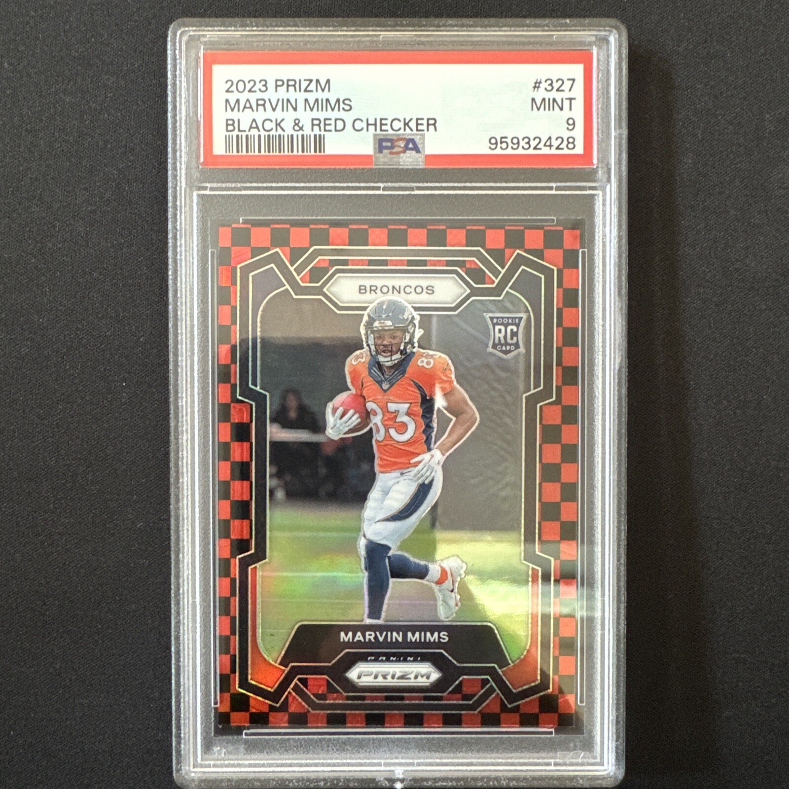 2023 Prizm - Marvin Mims Black & Red Checkerboard #327 PSA 9