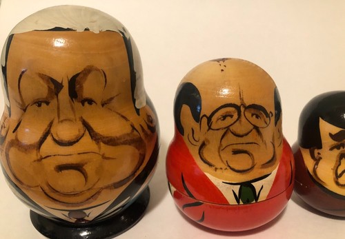 VINTAGE RUSSIAN NESTING DOLLS POLITICAL FIGURES SET OF 7 - Picture 2 of 12