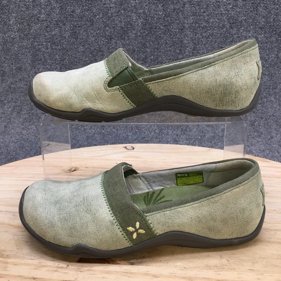 Ahnu Zapatos Mujer 6.5 Jackie Comfort Mocasines Planos AF2288GDGR Cuero Verde Foto 2 de 4
