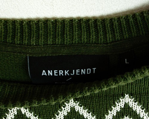ANERKJENDT 'Zag' Men L Wool Cotton Sweater Jumper Pullover Christmas Nordic - Picture 3 of 4