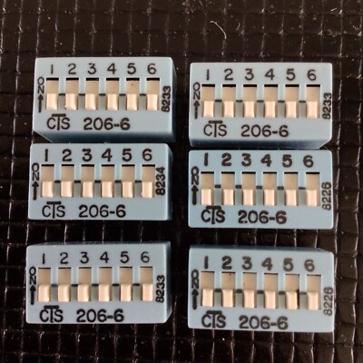 6X CTS 206-6 Dip Switch 6 SPST Switches 100ma 50V DC