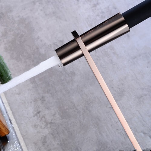 Black Ancient Rose Gold Swivel Kitchen Faucet Single Handle Pulldown Vessel Tap - Picture 6 of 8