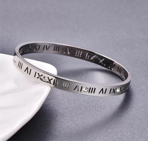 Bracciale Bracciale Cristallo Numerico Oro Romano Chirurgico Acciaio Inox 5mm - Foto 5 di 12