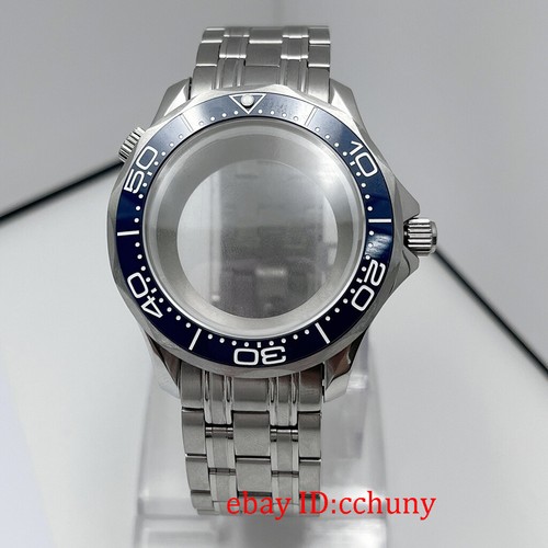41mm Silver watch case sapphire glass ceramic bezel fit NH35 NH36 NH34 movement - Picture 9 of 10