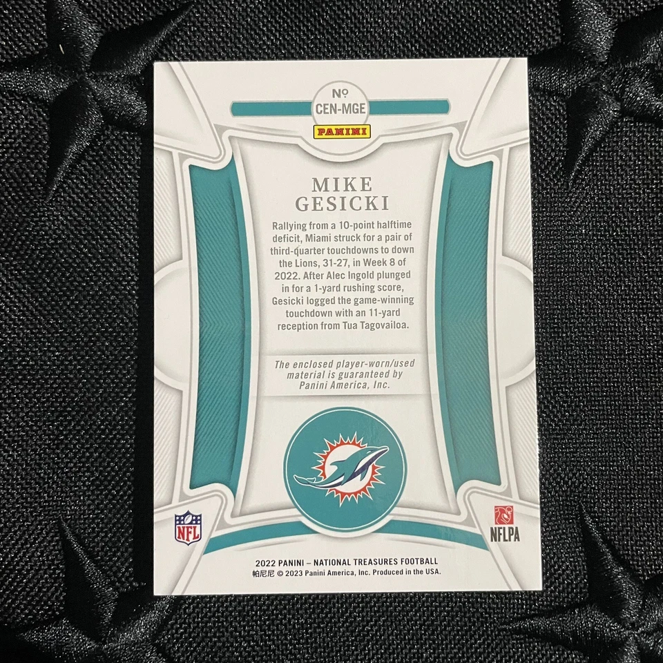 2022 National Treasures Mike Gesicki Century Material Patch 46/49 Dolphins - Image 2 of 3