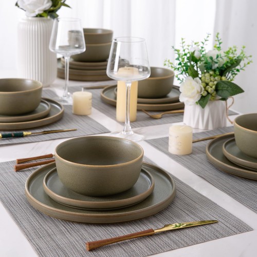 Stoneware Dinner Plates Set Of 6 10.25 Inch Reactive Matte Glaze Ceramic Plates - Picture 6 of 6