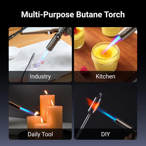 Metal Butane Torch, Kitchen Torch Lighter, Refillable Cooking Blow Torch, Fit... - Picture 6 of 12