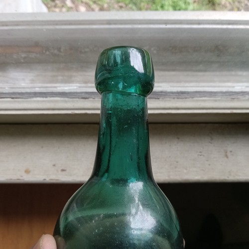 SEITZ BROS EASTON,PA PRETTY TEAL 1860s LONG NECK SQUAT SODA BOTTLE APPLIED BLOB - Picture 9 of 12