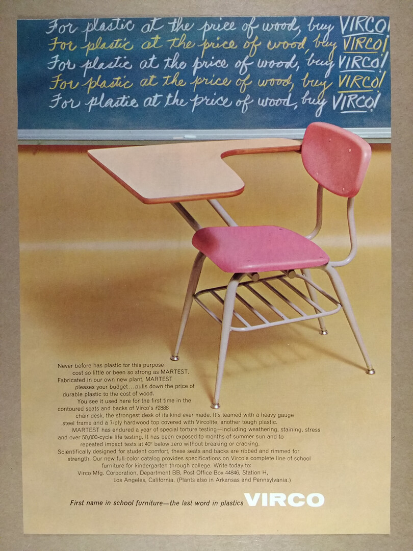 USA学校椅子、机セット　VIRCO社製　MADE IN USA Virco 9000 Series 16'' Classroom Chair (Set of 4) - Walmart.com