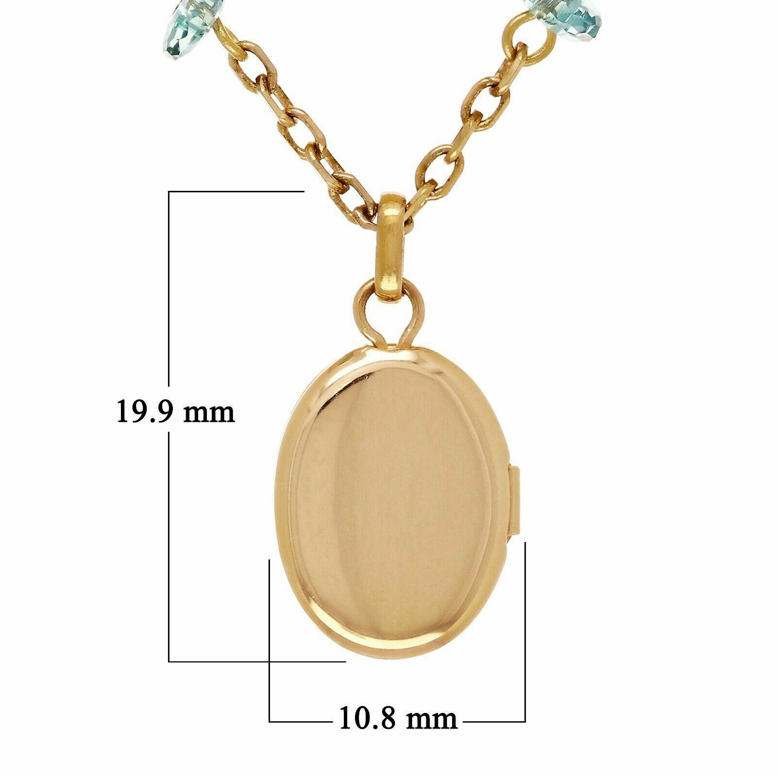14k Yellow Gold Oval Locket Pendant with Gold & Blue Crystal Necklace