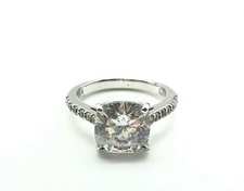 925 Sterling Silver Sparkly Clear CZ Engagement Style Ladies Band Ring Size 7