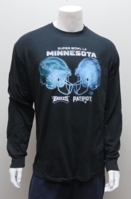 SUPER BOWL LII Philadelphia Eagles VS NE Patriots  Black Longsleeve Shirt NWT