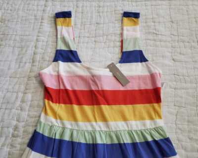 NEW WOMEN'S XXS J CREW TIERED KNIT MAXI DRESS IN RAINBOW WIDE STRIPE | eBay