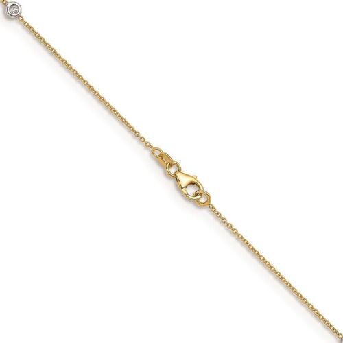 18K Solid Two Tone Gold Lab Diamond Station Chain Necklace - Picture 2 of 30