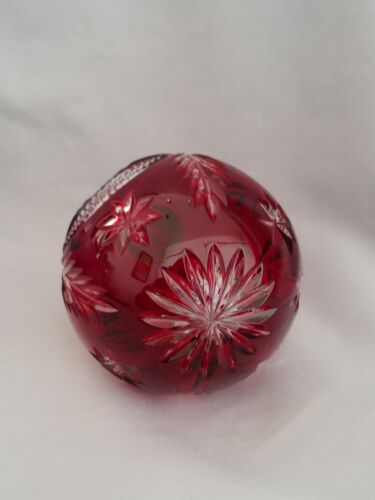 Waterford Winter Wonderland Red Crystal Ball Ornament With Box - Picture 4 of 11