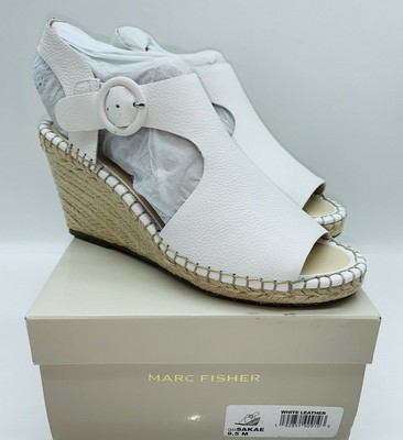 Marc Fisher Women's Sakae Espadrille Wedge Sandals- White Leather US 9.5M | eBay