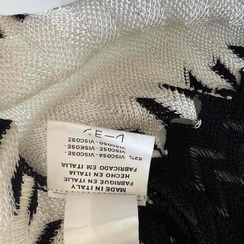Vintage Missoni Black And White Knit Fringe Trim Skirt Size 10 - Picture 8 of 11