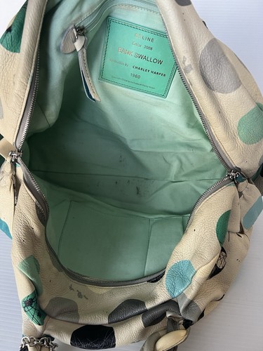 CELINE Leather 2008 Handbag BANK SWALLOW Cruise Japan Blue Green Grey Polka Dot - Picture 8 of 20