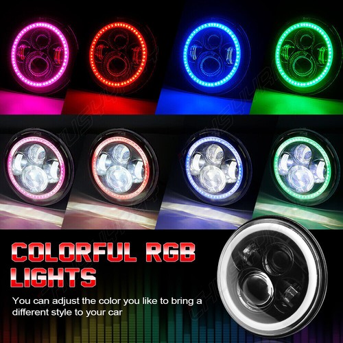 Pair 7inch Round Led Headlight HI/Lo Beam Fit Chevrolet Chevy II/Nova 1969-1978 - Picture 5 of 16