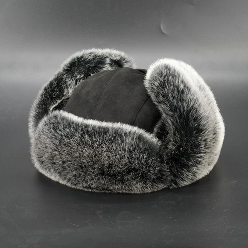 Men Trapper Hat Cap Sporting Ushanka Russian Cossack Faux Fur Suede Leather Warm - Picture 9 of 26