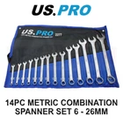 US PRO Tools 14 Piece Metric Combination Spanner Wrench Set 6 - 26MM 2277