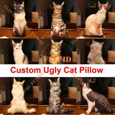 Custom 3D Cat & Dog Ugly Pillow,Zany Pillow,Personalized Pet Animals Pillow Gift