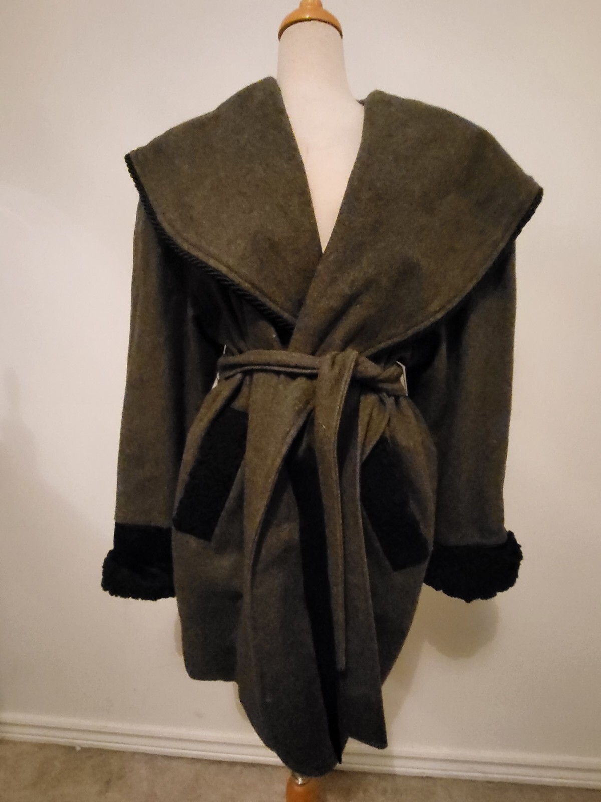 Vintage Grey Poncho Trench Coat Wool Jacket