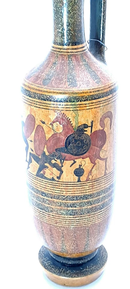 Vintage reproduction of Ancient Lekythos Greek Warrior Terracotta Vessel - Image 4 of 4