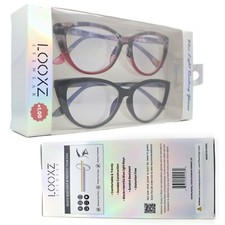 Cat Eye Black, Floral 2 pair Blue Light Filtering Magnifying Reading Glasses