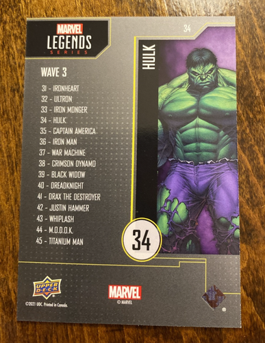 Upper Deck 2021 Marvel Legends Series - Esclusiva Gamestop #34 Wave 3 - Hulk - Foto 3 di 7