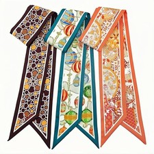 Skinny Scarf 3 Pack for Women   Silk-Like Twill Bag  Purse Scarves, Mg-bs-116